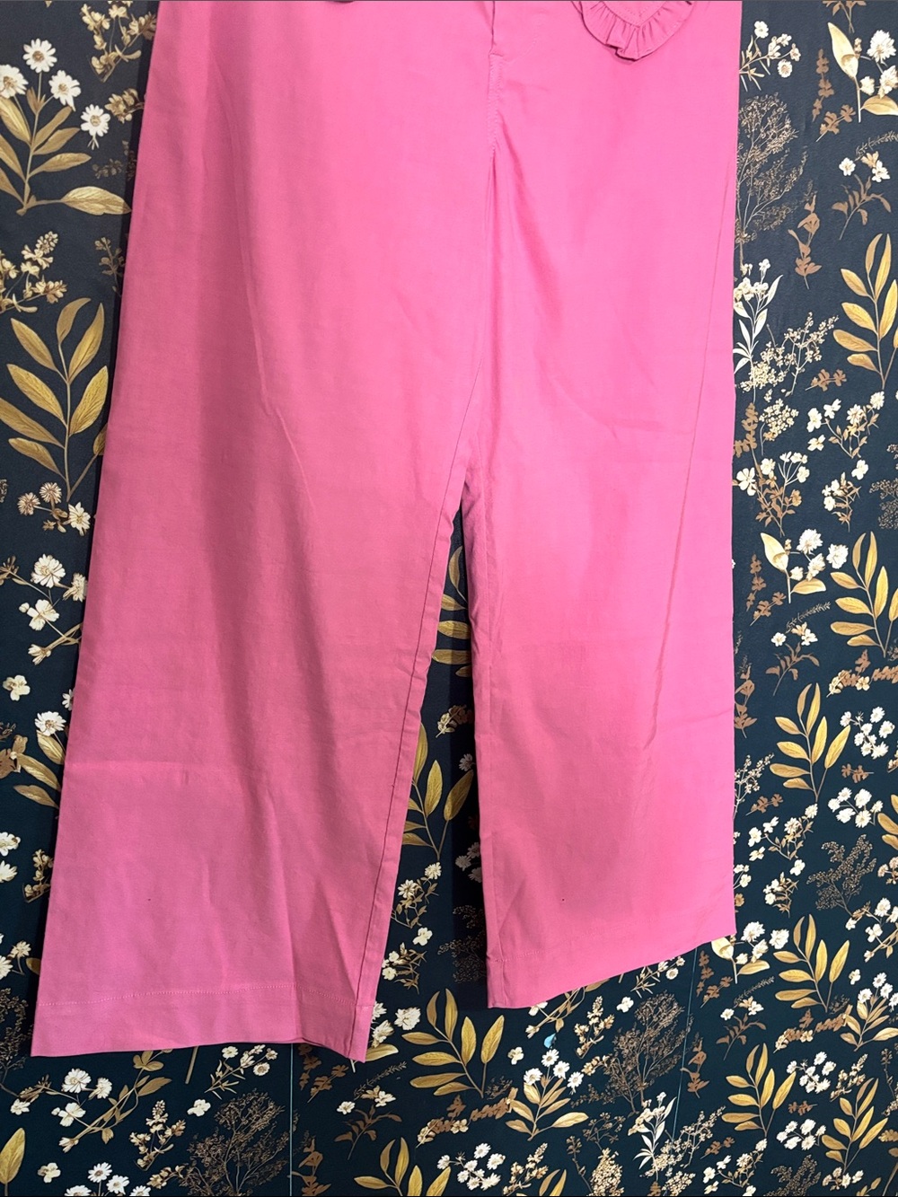 NWT Anthropologie Pink Cropped Wide-Leg Colette Pants with Heart Pockets 31 Tall - Picture 3 of 9